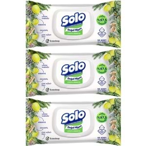 Solo Islak Havlu Mendil 50 Yaprak Limon & Biberiye (3 Lü Pk) 150 Yaprak