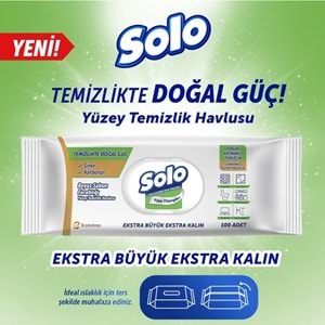 Solo Yüzey Temizlik Havlusu - Mendili 100 Yaprak Beyaz Sabun Ferahlığı Plastik Kapaklı