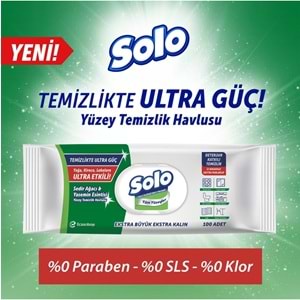Solo Yüzey Temizlik Havlusu - Mendili 100 Yaprak Sedir Ağacı & Yasemin Esintisi Plastik Kapaklı