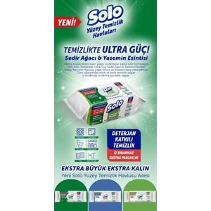 Solo Yüzey Temizlik Havlusu - Mendili 100 Yaprak Sedir Ağacı & Yasemin Esintisi Plastik Kapaklı