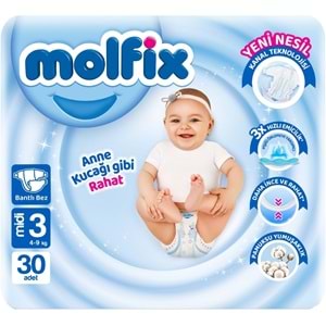 Molfix Bebek Bezi Beden:3 (4-9Kg) Midi 30 Adet Jumbo Pk
