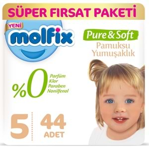 Molfix Pure&Soft Bebek Bezi Beden:5 (11-18Kg) Junior 44 Adet Süper Fırsat Pk