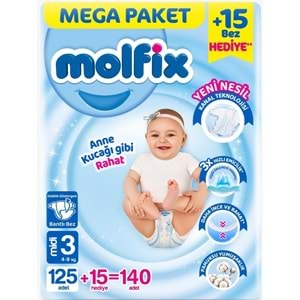 Molfix Bebek Bezi Beden:3 (4-9KG) Midi 140 Adet Pk Mega Pk
