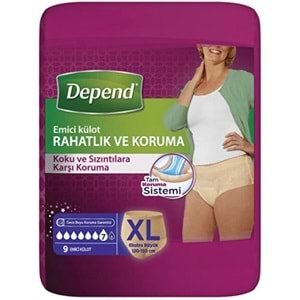Depend Emici Külot Hasta Bezi XL Extra Büyük (İç Adet 9 Adet)