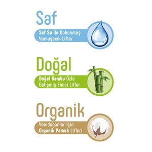 Sleepy Islak Havlu Mendil Pamuklu Yenidoğan Natural Bambu 40 Yaprak 3 Lü Set (120 Yaprak)