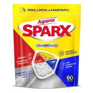 Asperox Sparx Diamond Bulaşık Makinesi Deterjanı Kapsül Tablet Hepsi 1 Arada 60 Adet