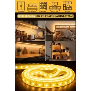 Mandaş 3 Metre Günışığı Şerit Led 3000K Mutfak Tezgah Üstü Dolap Altı İçin 12V Tam Set