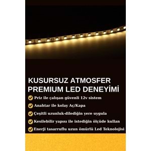 Mandaş 3 Metre Günışığı Şerit Led 3000K Mutfak Tezgah Üstü Dolap Altı İçin 12V Tam Set