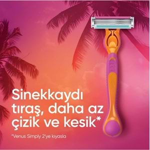 Gillette Venus Gillette Simply 3 Tıraş Makinesi + 3 Yedek Tıraş Bıçağı Kadınlar İçin
