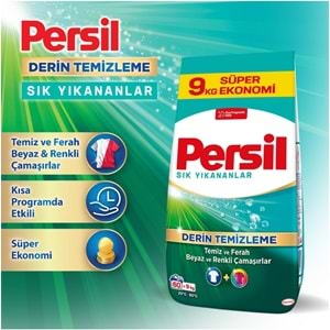 Persil Matik Toz Çamaşır Deterjanı 9KG Sık Yıkananlar Beyaz ve Renkliler İçin (60 Yıkama)