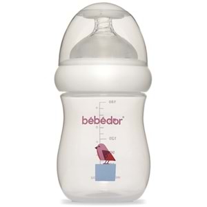 Bebedor Desenli Geniş Ağızlı PP Biberon 180ML (Kod:97322) - Mor