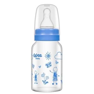 Wee Baby Isıya Dayanıklı Cam Biberon 120ML (Kod:770) - Mavi