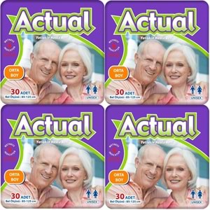 Actual Yetişkin Hasta Bezi Bel Bantlı M - Medium - Orta 120 Adet (4PK*30)