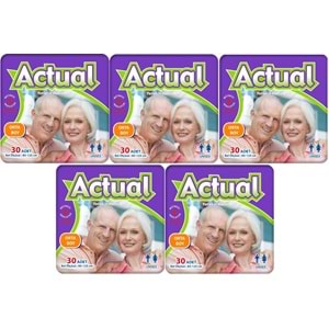 Actual Yetişkin Hasta Bezi Bel Bantlı M - Medium - Orta 150 Adet (5PK*30)