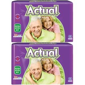 Actual Yetişkin Hasta Bezi Bel Bantlı XL - Ekstra Büyük - Extra Large 60 Adet (2PK*30)