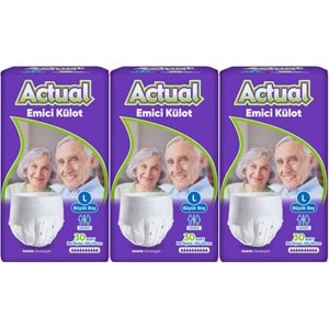 Actual Emici Külot Yetişkin Bezi L - Large - Büyük (Islaklık Göstergeli) 90 Adet
