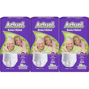 Actual Emici Külot Yetişkin Bezi XL - Extra Large - Ekstra Büyük (Islaklık Göstergeli) 90 Adet