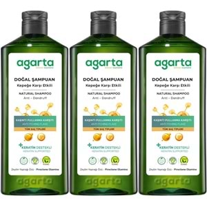 Agarta Doğal Şampuan 400 ML Kepek Karşı Etkili - Kaşıntı Pullanma Karşıtı (3 Lü Set)
