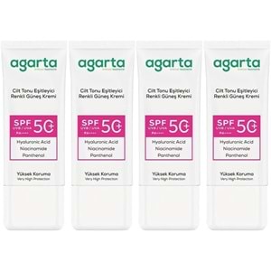 Agarta Cilt Tonu Eşitleyici Renkli Kapatıcı Etkili Spf+50 Faktör Güneş Kremi 50 ML (4 Lü Set)