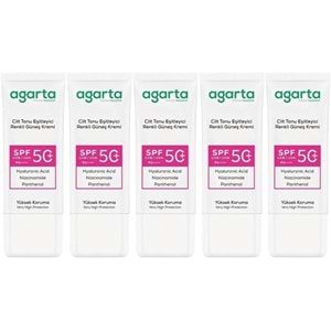 Agarta Cilt Tonu Eşitleyici Renkli Kapatıcı Etkili Spf+50 Faktör Güneş Kremi 50 ML (5 Li Set)