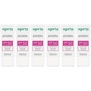 Agarta Cilt Tonu Eşitleyici Renkli Kapatıcı Etkili Spf+50 Faktör Güneş Kremi 50 ML (6 Lı Set)