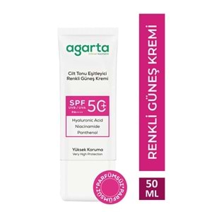 Agarta Cilt Tonu Eşitleyici Renkli Kapatıcı Etkili Spf+50 Faktör Güneş Kremi 50 ML (6 Lı Set)