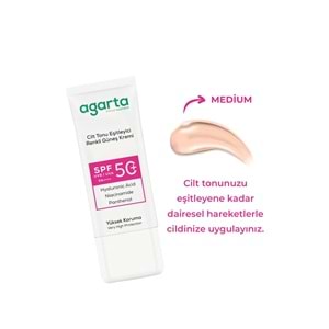 Agarta Cilt Tonu Eşitleyici Renkli Kapatıcı Etkili Spf+50 Faktör Güneş Kremi 50 ML (6 Lı Set)