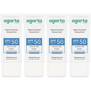 Agarta Yaşlanma Karşıtı Collagen Destekli Spf+50 Faktör Yüz Güneş Kremi 50 ML (4 Lü Set)