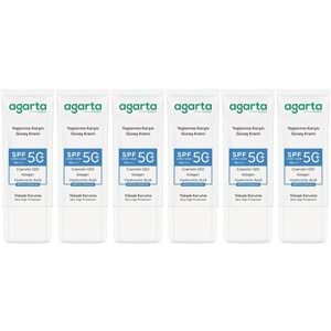 Agarta Yaşlanma Karşıtı Collagen Destekli Spf+50 Faktör Yüz Güneş Kremi 50 ML (6 Lı Set)