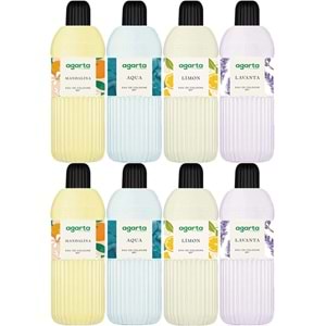 Agarta Kolonya 400 ML 80 Derece Pet Şişe (Mandalina-Aqua-Limon-Lavanta) (8 Li Karma Set)