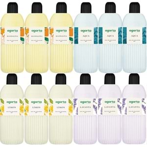 Agarta Kolonya 400 ML 80 Derece Pet Şişe (Mandalina-Aqua-Limon-Lavanta) (12 Li Karma Set)