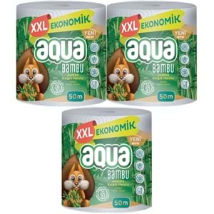 Aqua Kağıt Havlu 3 Katlı Jumbo Paket XXL Bambu (3 Lü Set) 150 Metre (3PK*50MT)