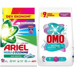 Ariel Matik Toz Çamaşır Deterjanı 7KG Renklilere Özel (46 Yıkama) + 9KG Beyaz ve Renkliler