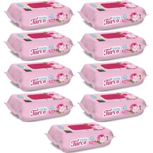 Baby Turco Islak Havlu Mendil 90 Yaprak Gül/Rose 9 Lu Set 810 Yaprak Plastik Kapaklı
