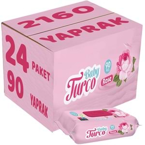 Baby Turco Islak Havlu Mendil 90 Yaprak Gül/Rose 24 Lü Set 2160 Yaprak Plastik Kapaklı