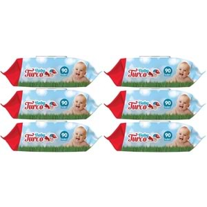 Baby Turco Islak Havlu Mendil Klasik 90 Yaprak 6 Lı Set Plastik Kapaklı 540 Yaprak