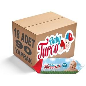 Baby Turco Islak Havlu Mendil Klasik 90 Yaprak 18 Li Set Plastik Kapaklı 1620 Yaprak