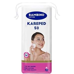 Bambino Cotton Kare Makyaj ve Bebek Temizleme Pamuğu 2400 Adet (Kare En-Boy 7CM) (48PK*50)