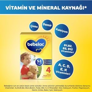 Bebelac 1200GR (800GR+400GR) No:4 Devam Sütü (1+ Yaş) Avantaj Pk (5 Li Set)