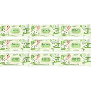 Bebem Natural Islak Bebek Mendili Narin Dokunuş / Yenidoğan 90 Yaprak Plastik Kapaklı 9 Lu Set