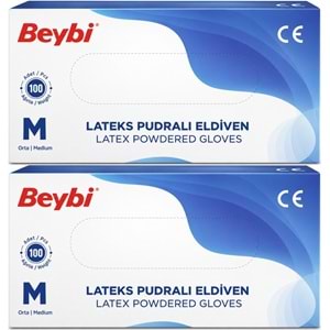 Beybi Lateks Pudralı Muayene Eldiveni M - Medium - Orta 200 Lü Set