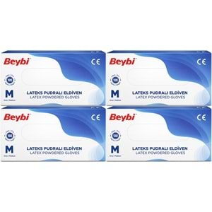 Beybi Lateks Pudralı Muayene Eldiveni M - Medium - Orta 400 Lü Set