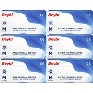 Beybi Lateks Pudralı Muayene Eldiveni M - Medium - Orta 600 Lü Set