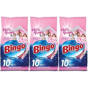 Bingo Matik Toz Çamaşır Deterjanı 30KG Beyazlar ve Renkliler (3PK*10KG) (201 Yıkama) (Mutlu Yuvam)