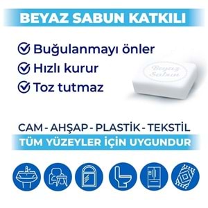 Bingo Clean Yüzey Temizlik Havlusu 96 Yaprak Beyaz Sabun Plastik Kapaklı (6 Lı Set) 576 Yaprak