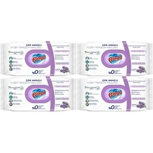 Bingo Clean Yüzey Temizlik Havlusu 96 Yaprak Lavanta Kokulu Plastik Kapaklı (4 Lü Set) 384 Yaprak