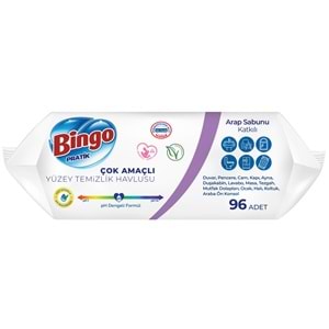 Bingo Clean Yüzey Temizlik Havlusu 96 Yaprak Lavanta Kokulu Plastik Kapaklı (6 Lı Set) 576 Yaprak