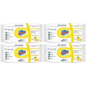 Bingo Clean Yüzey Temizlik Havlusu 96 Yaprak Limon Kokulu Plastik Kapaklı (4 Lü Set) 384 Yaprak