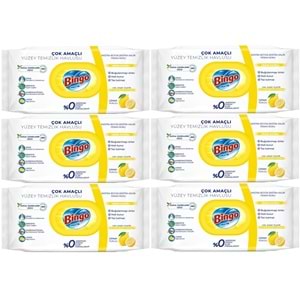 Bingo Clean Yüzey Temizlik Havlusu 96 Yaprak Limon Kokulu Plastik Kapaklı (6 Lı Set) 576 Yaprak