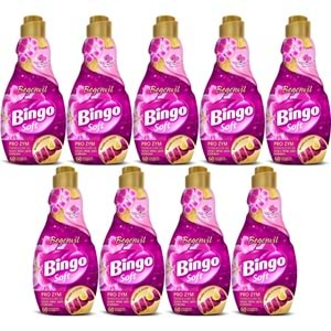 Bingo Soft Çamaşır Yumuşatıcı Konsantre 1440ML Begonvil (9 Lu Set)